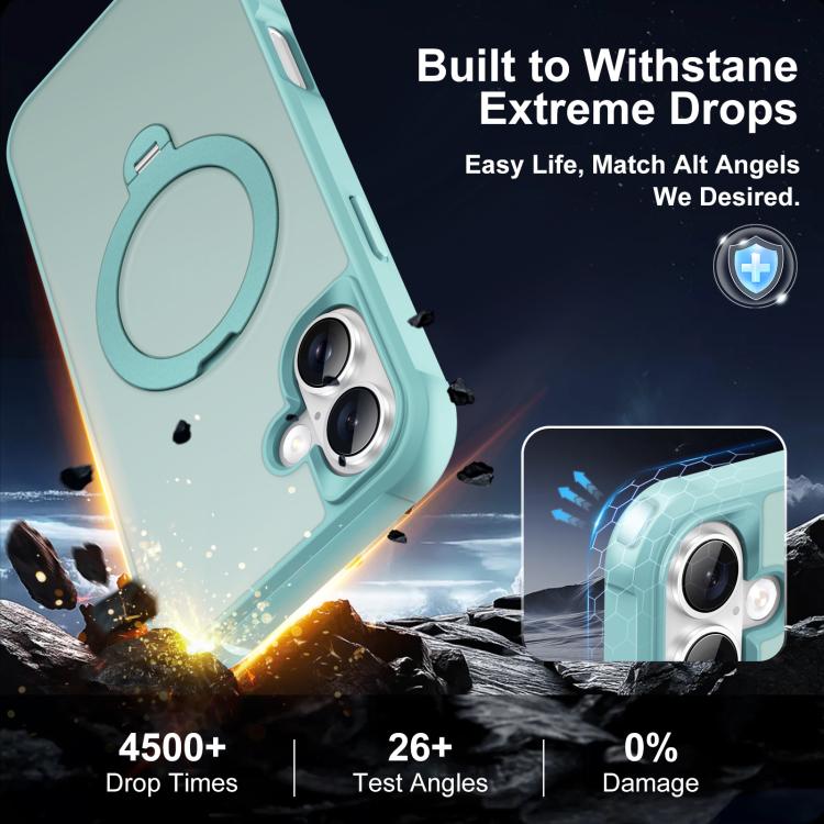 For iPhone 16 Plus Rotating Pivot Bracket Magnetic Phone Case
