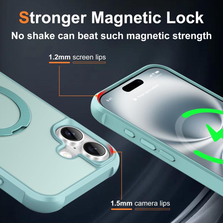 For iPhone 16 Plus Rotating Pivot Bracket Magnetic Phone Case
