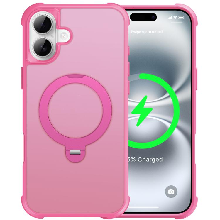 For iPhone 16 Plus Rotating Pivot Bracket Magnetic Phone Case