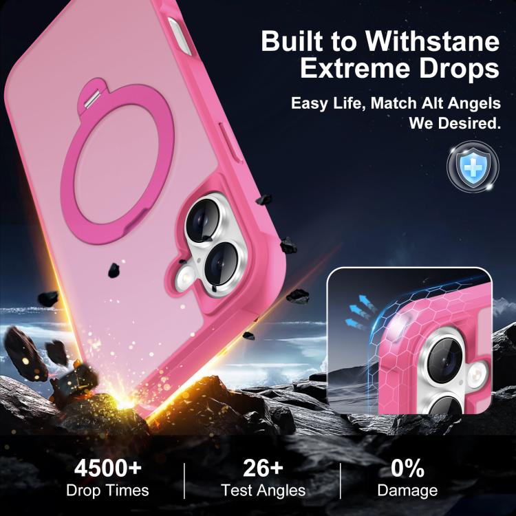 For iPhone 16 Plus Rotating Pivot Bracket Magnetic Phone Case