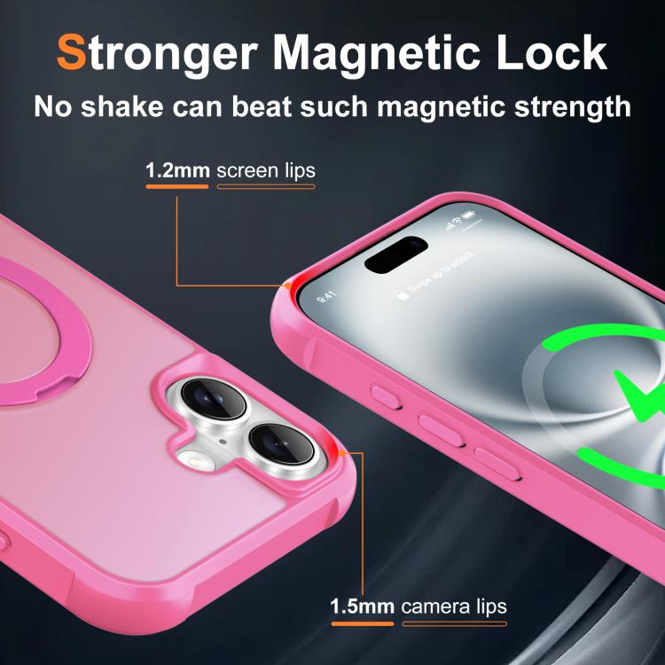 For iPhone 16 Plus Rotating Pivot Bracket Magnetic Phone Case