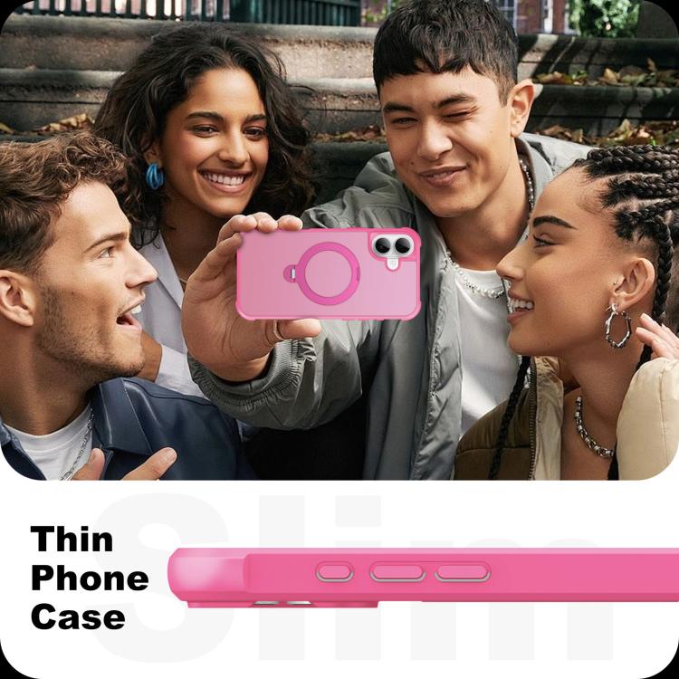 For iPhone 16 Plus Rotating Pivot Bracket Magnetic Phone Case