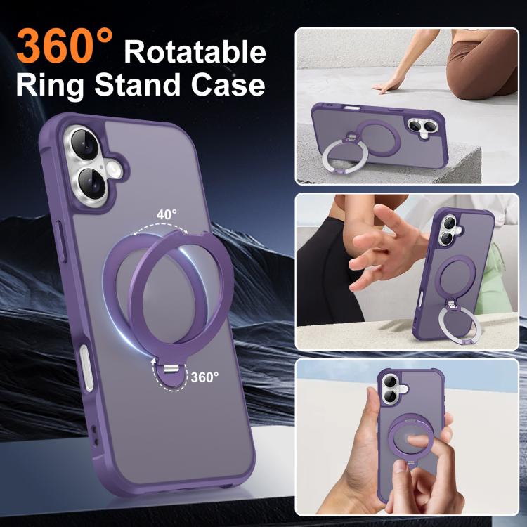 For iPhone 16 Plus Rotating Pivot Bracket Magnetic Phone Case