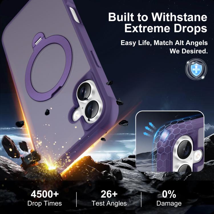 For iPhone 16 Plus Rotating Pivot Bracket Magnetic Phone Case