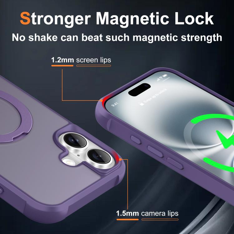 For iPhone 16 Plus Rotating Pivot Bracket Magnetic Phone Case