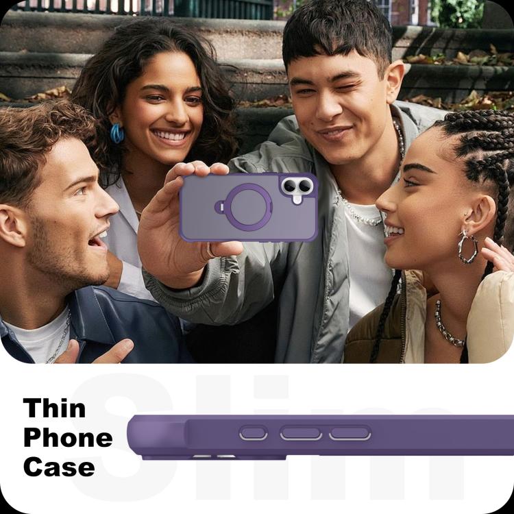 For iPhone 16 Plus Rotating Pivot Bracket Magnetic Phone Case