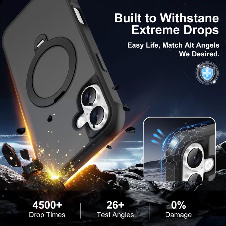 For iPhone 16 Rotating Pivot Bracket Magnetic Phone Case