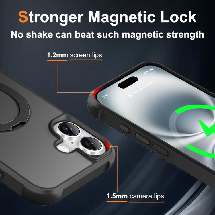For iPhone 16 Rotating Pivot Bracket Magnetic Phone Case