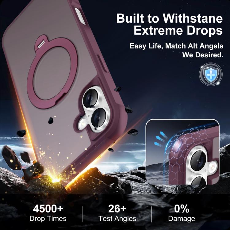 For iPhone 16 Rotating Pivot Bracket Magnetic Phone Case
