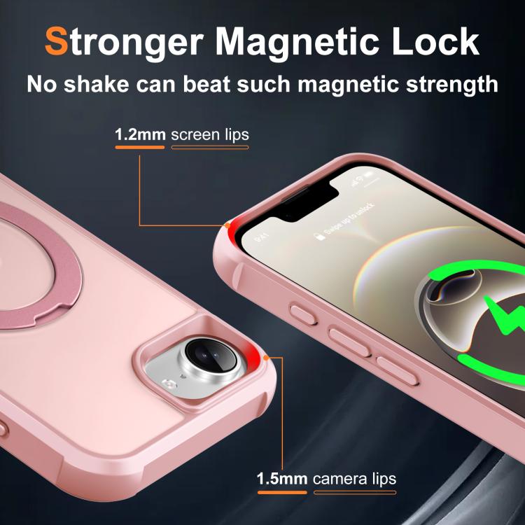 For iPhone 17e / 16e Rotating Pivot Bracket Magnetic Phone Case