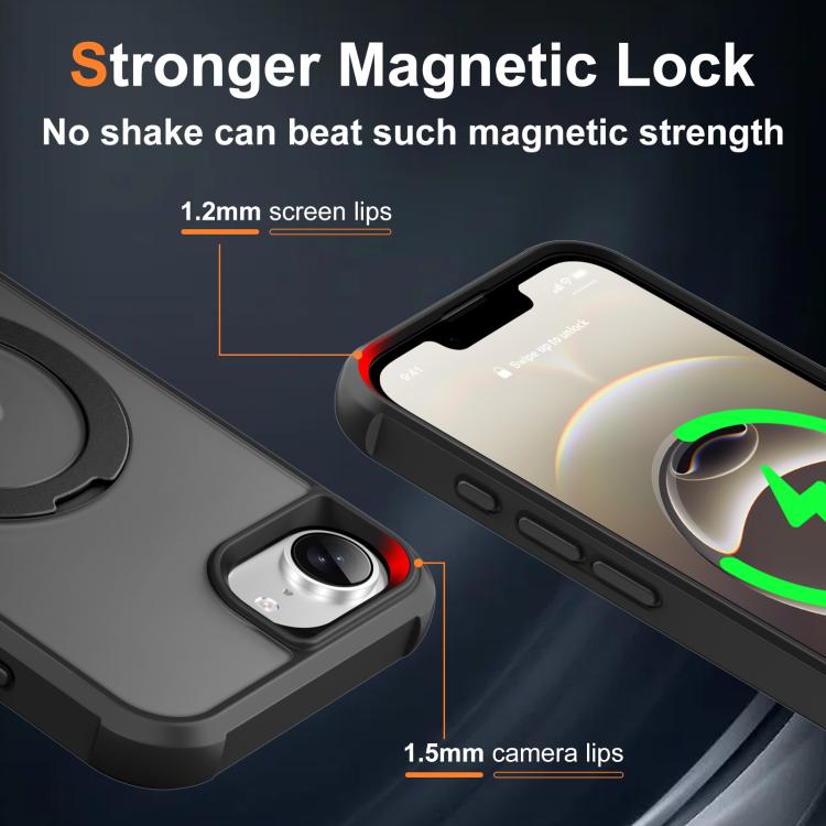 For iPhone 17e / 16e Rotating Pivot Bracket Magnetic Phone Case
