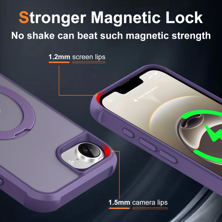 For iPhone 17e / 16e Rotating Pivot Bracket Magnetic Phone Case