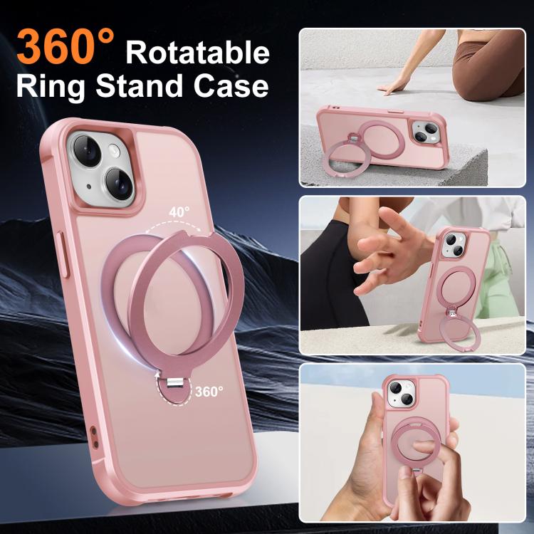 For iPhone 15 Plus Rotating Pivot Bracket Magnetic Phone Case