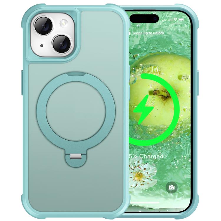 For iPhone 15 Plus Rotating Pivot Bracket Magnetic Phone Case