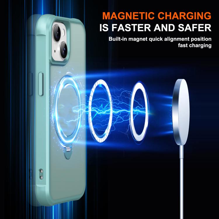 For iPhone 15 Plus Rotating Pivot Bracket Magnetic Phone Case