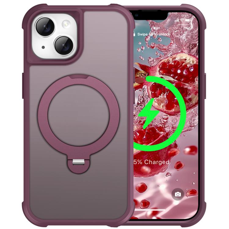 For iPhone 15 Plus Rotating Pivot Bracket Magnetic Phone Case