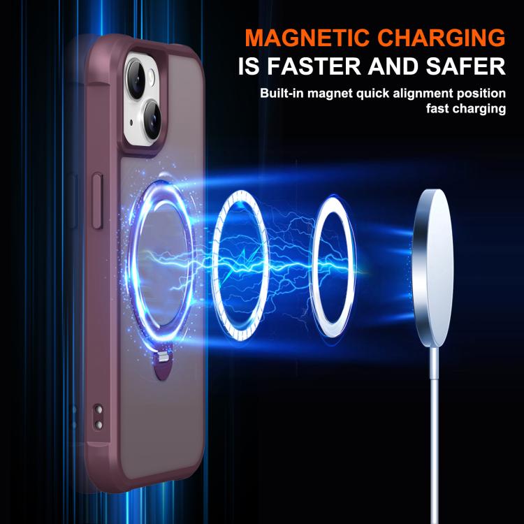For iPhone 15 Plus Rotating Pivot Bracket Magnetic Phone Case