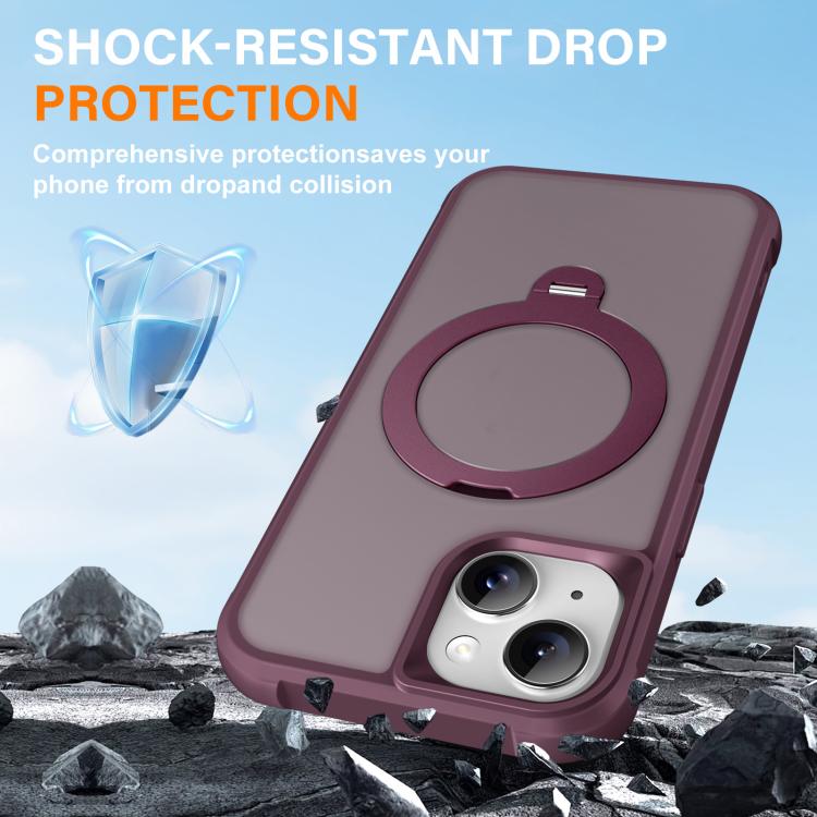 For iPhone 15 Plus Rotating Pivot Bracket Magnetic Phone Case