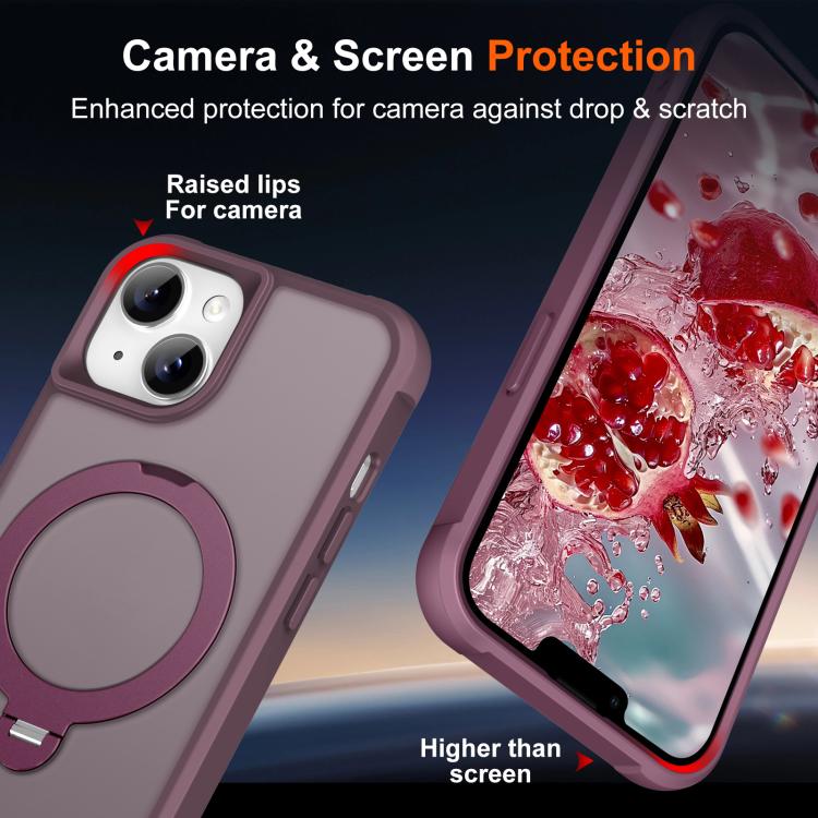 For iPhone 15 Plus Rotating Pivot Bracket Magnetic Phone Case