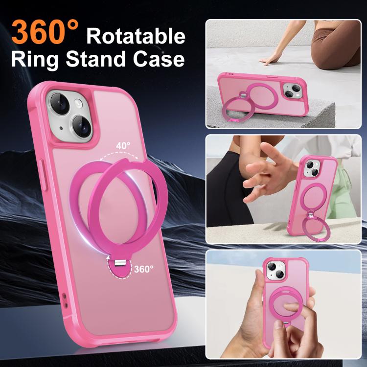 For iPhone 15 Plus Rotating Pivot Bracket Magnetic Phone Case