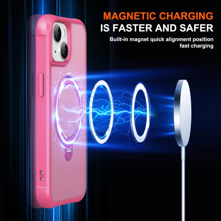 For iPhone 15 Plus Rotating Pivot Bracket Magnetic Phone Case