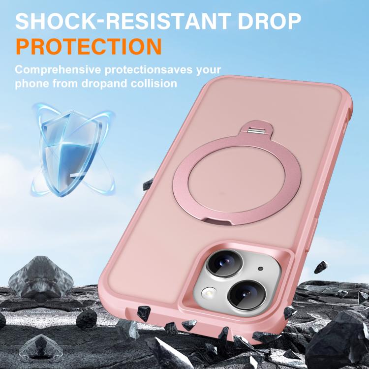 For iPhone 15 Rotating Pivot Bracket Magnetic Phone Case