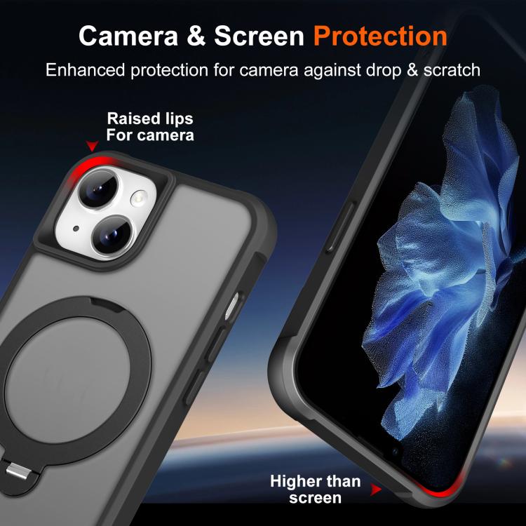 For iPhone 15 Rotating Pivot Bracket Magnetic Phone Case