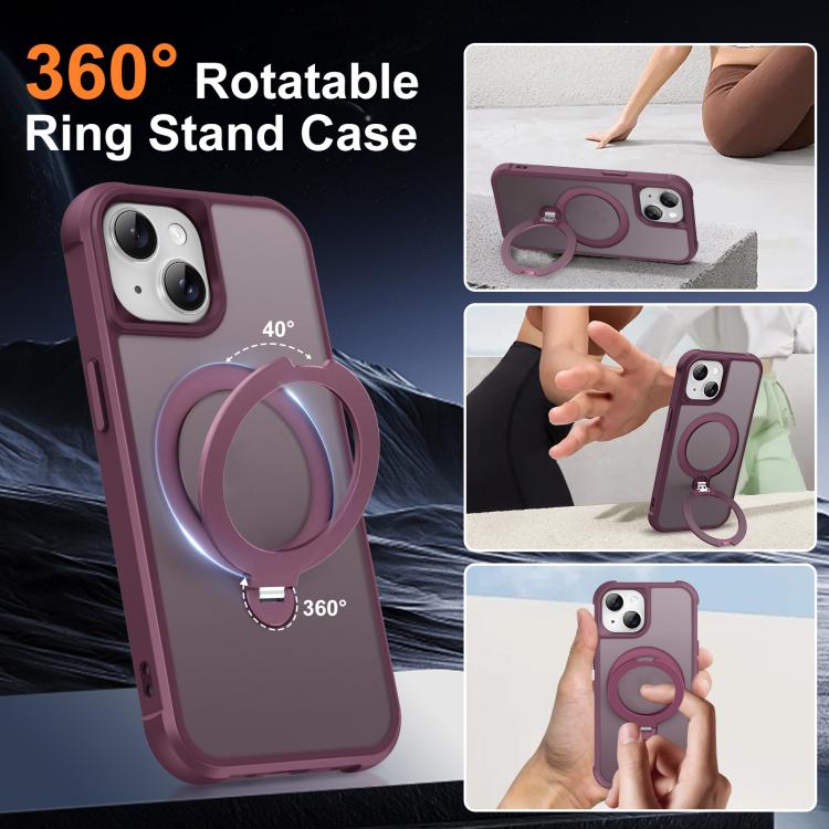 For iPhone 15 Rotating Pivot Bracket Magnetic Phone Case
