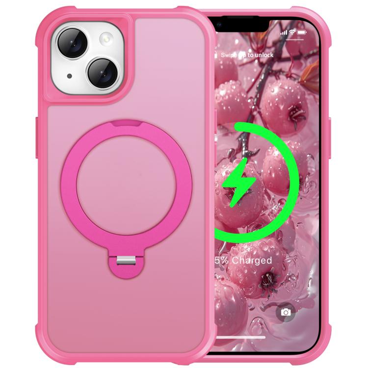 For iPhone 15 Rotating Pivot Bracket Magnetic Phone Case