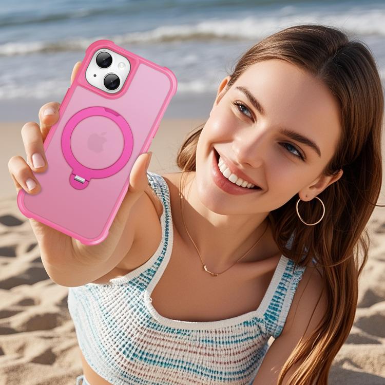 For iPhone 15 Rotating Pivot Bracket Magnetic Phone Case