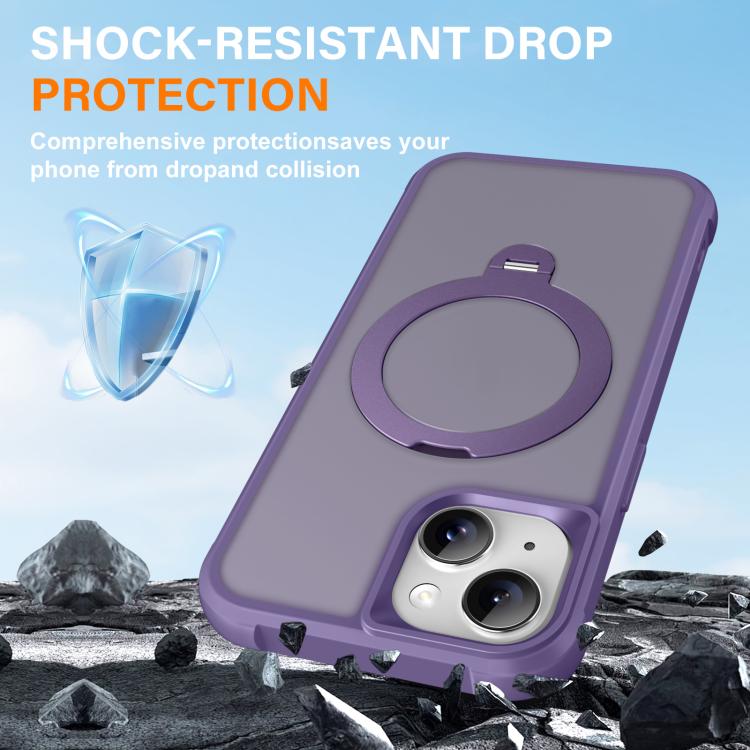 For iPhone 15 Rotating Pivot Bracket Magnetic Phone Case