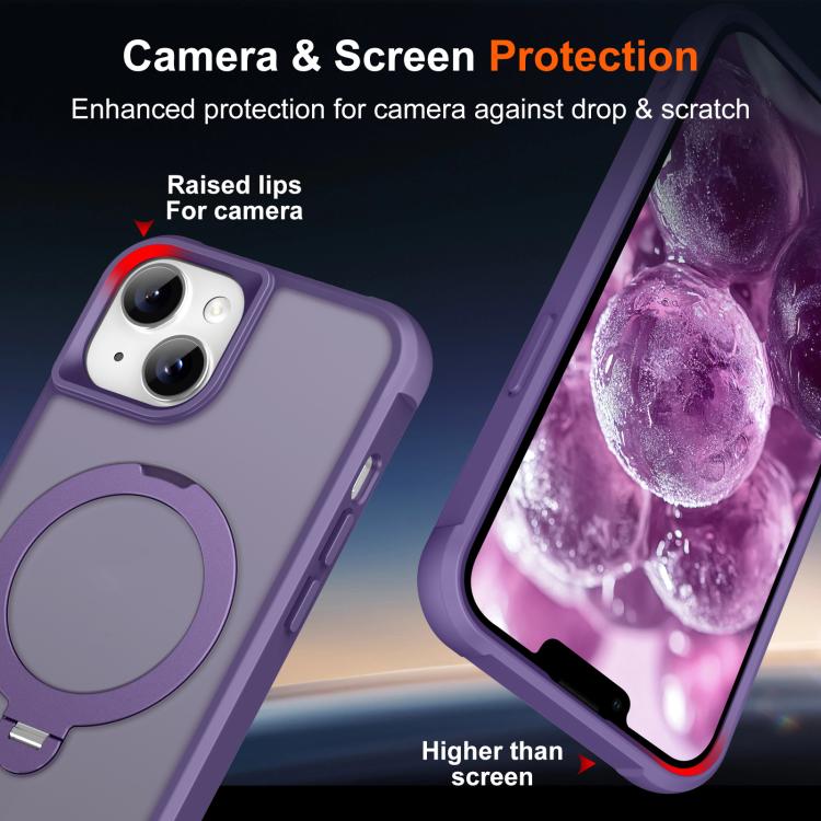 For iPhone 15 Rotating Pivot Bracket Magnetic Phone Case