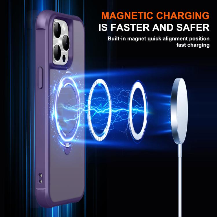 For iPhone 14 Pro Max Rotating Pivot Bracket Magnetic Phone Case