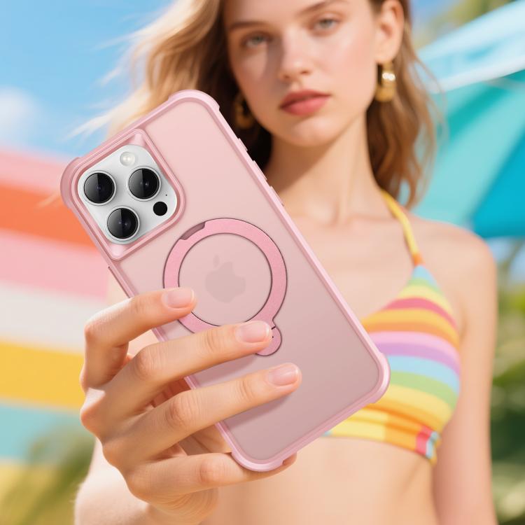 For iPhone 14 Pro Rotating Pivot Bracket Magnetic Phone Case