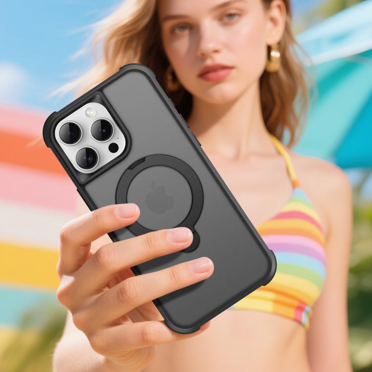 For iPhone 14 Pro Rotating Pivot Bracket Magnetic Phone Case