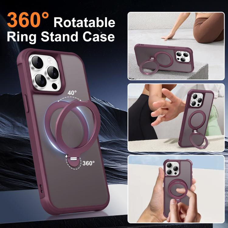 For iPhone 14 Pro Rotating Pivot Bracket Magnetic Phone Case