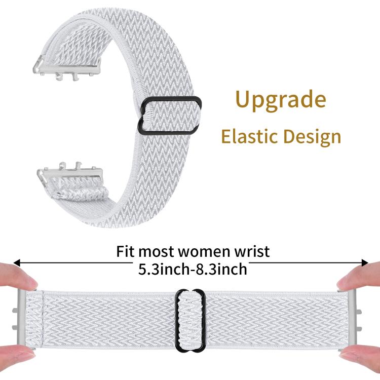 For Honor Watch X5 Silver Connector Wave Pattern Elastic Woven Nylon Watch Band