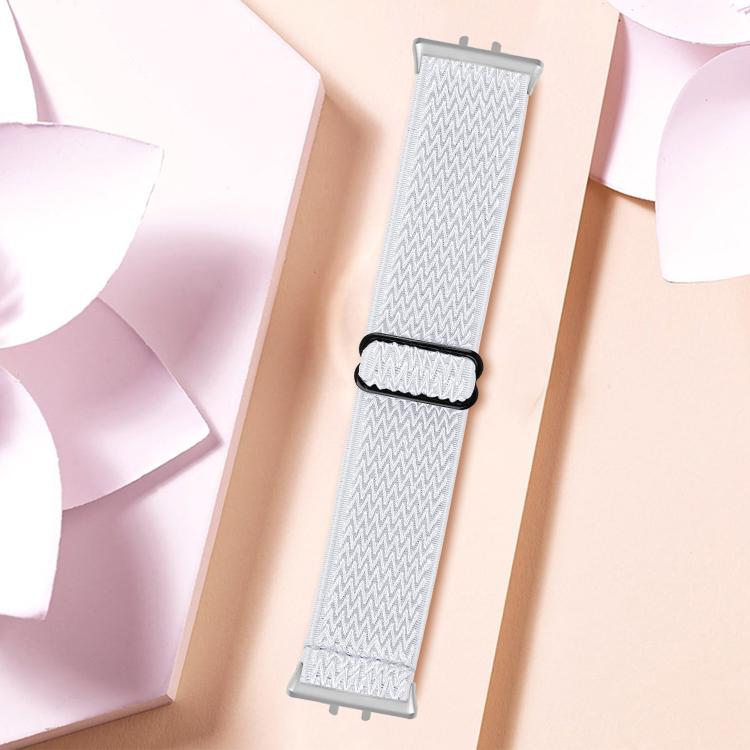 For Honor Watch X5 Silver Connector Wave Pattern Elastic Woven Nylon Watch Band