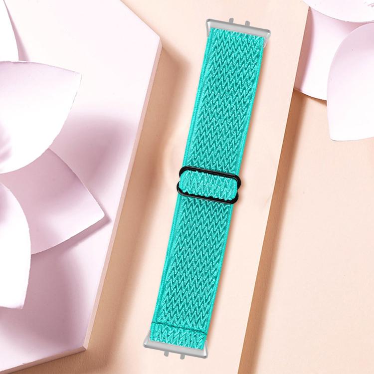 For Honor Watch X5 Silver Connector Wave Pattern Elastic Woven Nylon Watch Band
