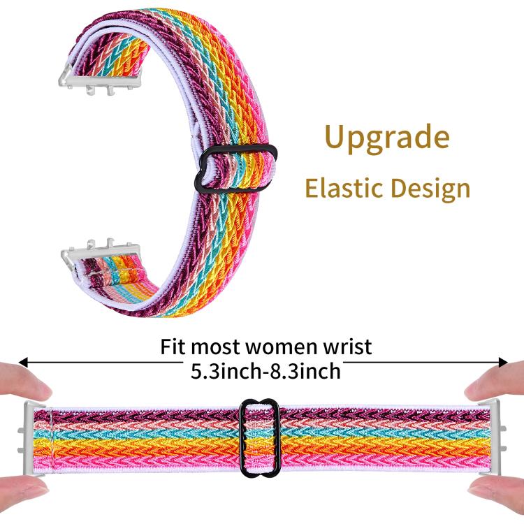 For Honor Watch X5 Silver Connector Wave Pattern Elastic Woven Nylon Watch Band