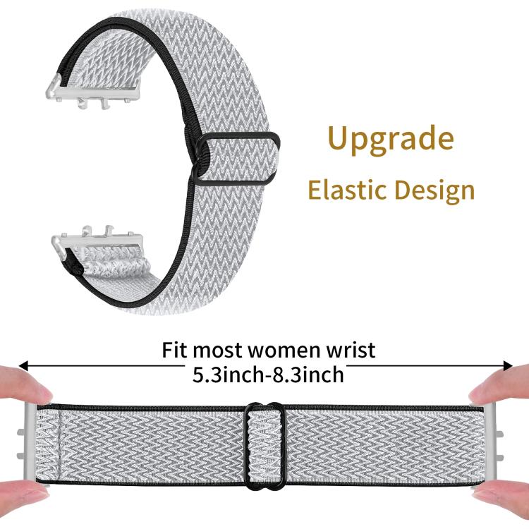 For Honor Watch X5 Silver Connector Wave Pattern Elastic Woven Nylon Watch Band