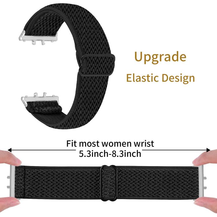 For Honor Watch X5 Silver Connector Wave Pattern Elastic Woven Nylon Watch Band