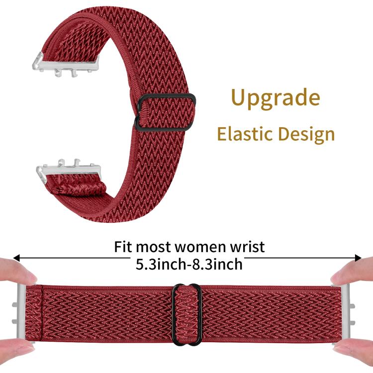 For Honor Watch X5 Silver Connector Wave Pattern Elastic Woven Nylon Watch Band
