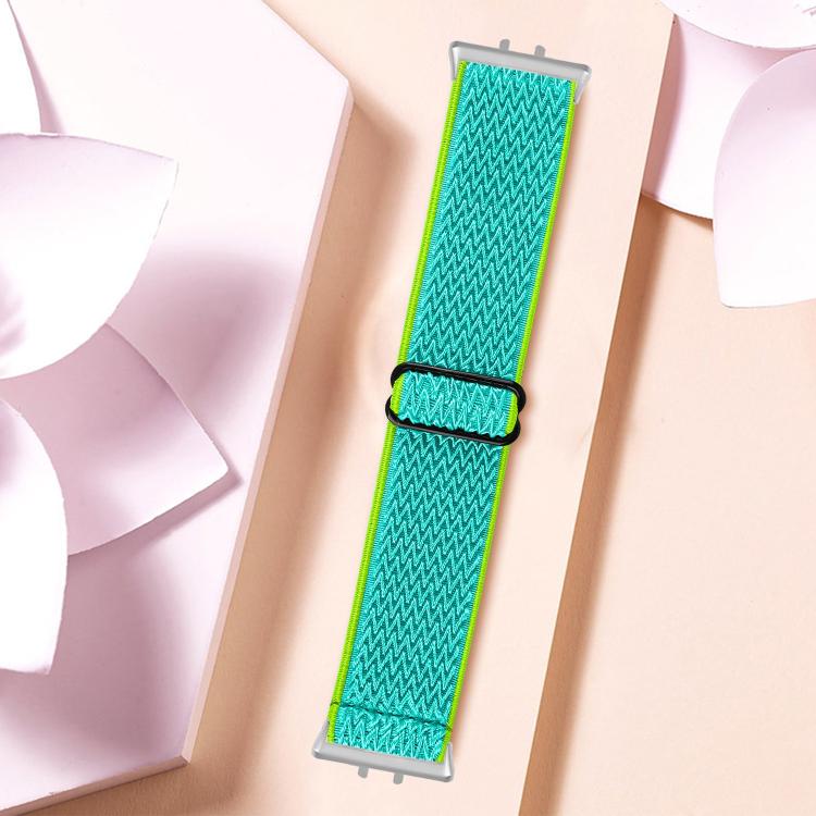 For Honor Watch X5 Silver Connector Wave Pattern Elastic Woven Nylon Watch Band