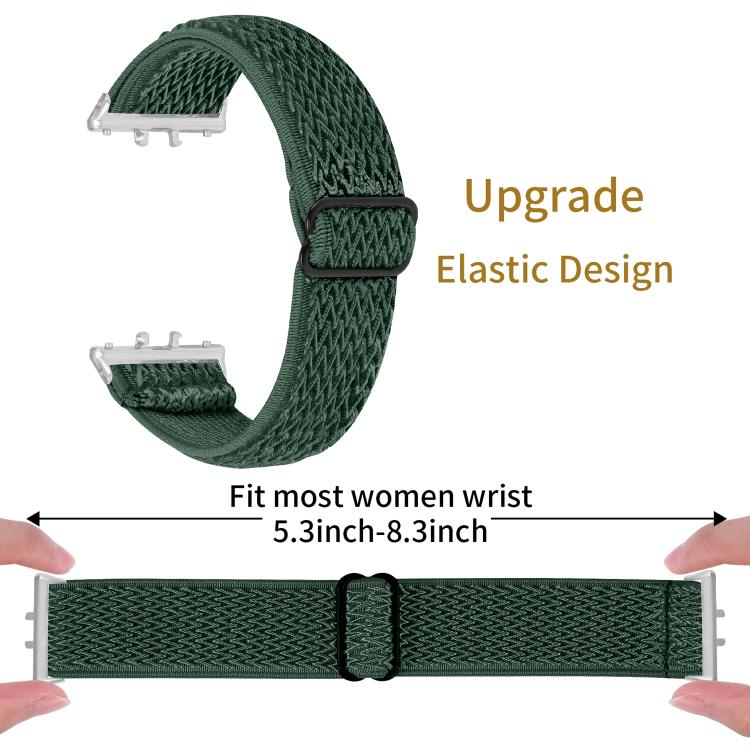 For Honor Watch X5 Silver Connector Wave Pattern Elastic Woven Nylon Watch Band