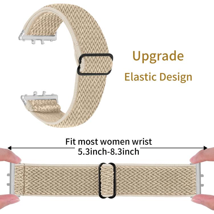 For Honor Watch X5 Silver Connector Wave Pattern Elastic Woven Nylon Watch Band
