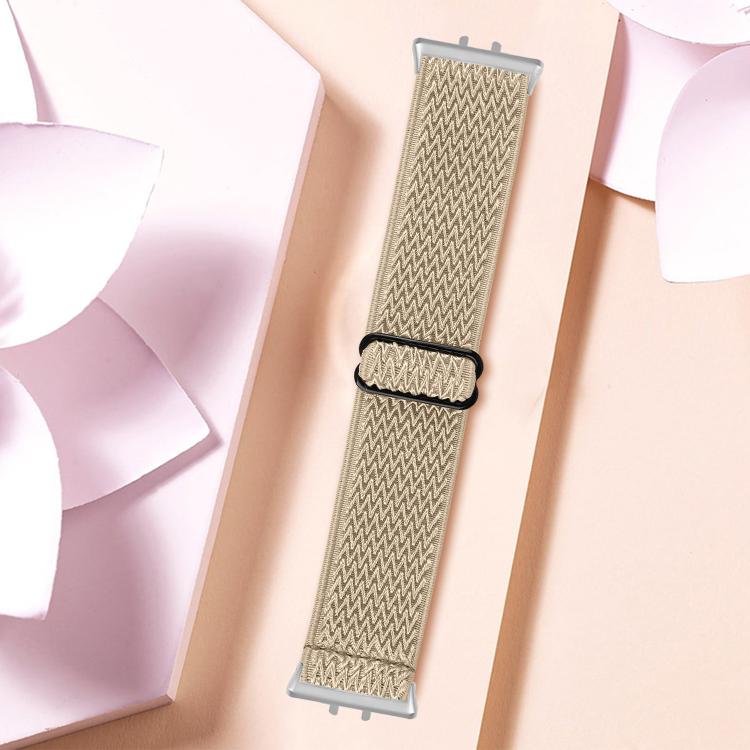 For Honor Watch X5 Silver Connector Wave Pattern Elastic Woven Nylon Watch Band