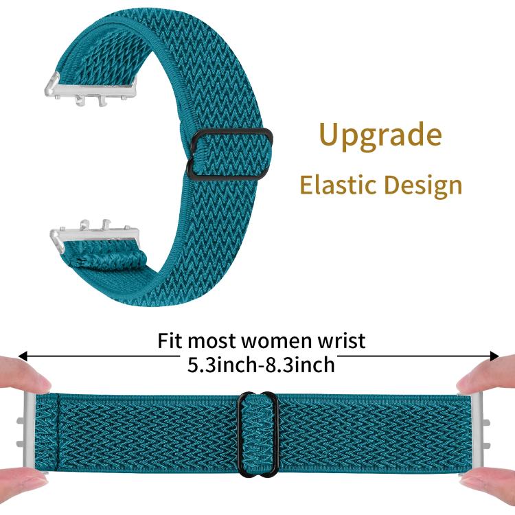 For Honor Watch X5 Silver Connector Wave Pattern Elastic Woven Nylon Watch Band