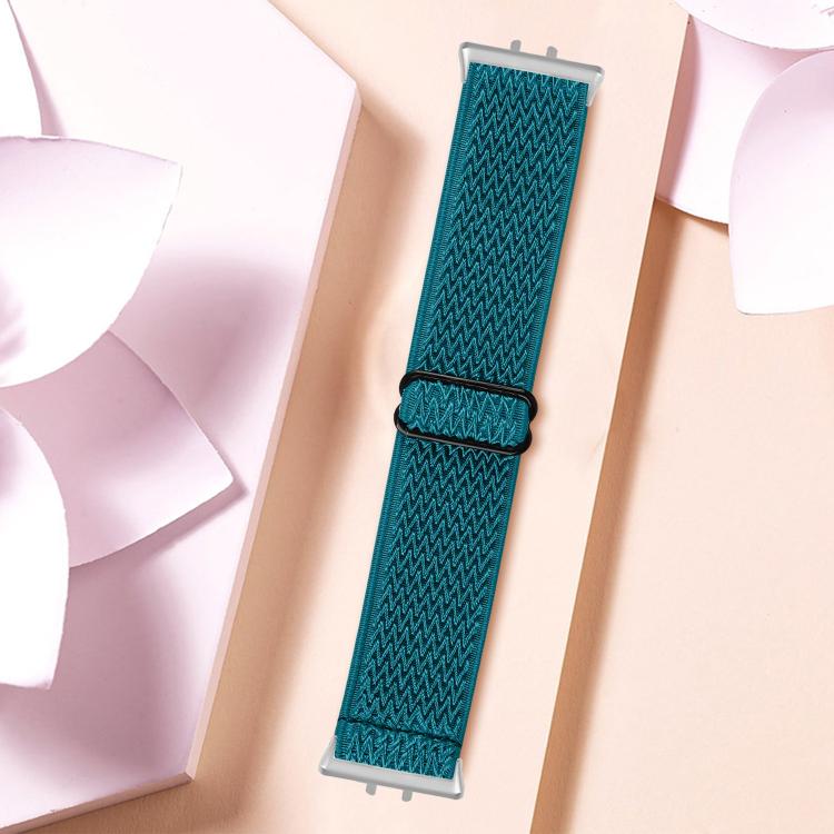 For Honor Watch X5 Silver Connector Wave Pattern Elastic Woven Nylon Watch Band