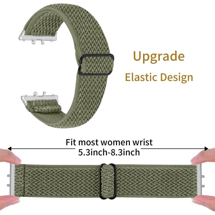 For Honor Watch X5 Silver Connector Wave Pattern Elastic Woven Nylon Watch Band